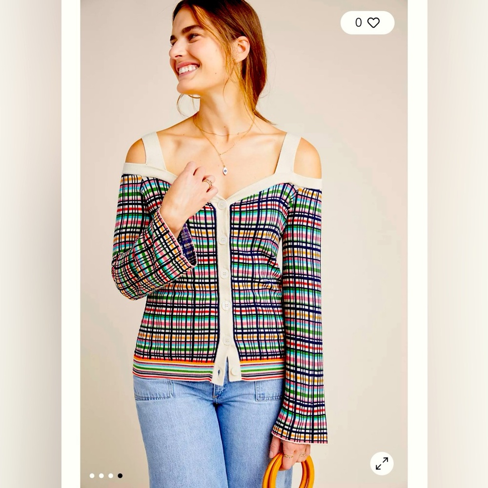 Krissy Plaid Cold-Shoulder Cardigan